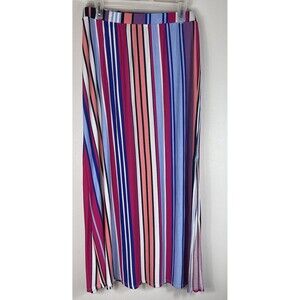 Lane Bryant Womens Rainbow Striped Stretch Pull On Maxi Skirt Festival 18/20
